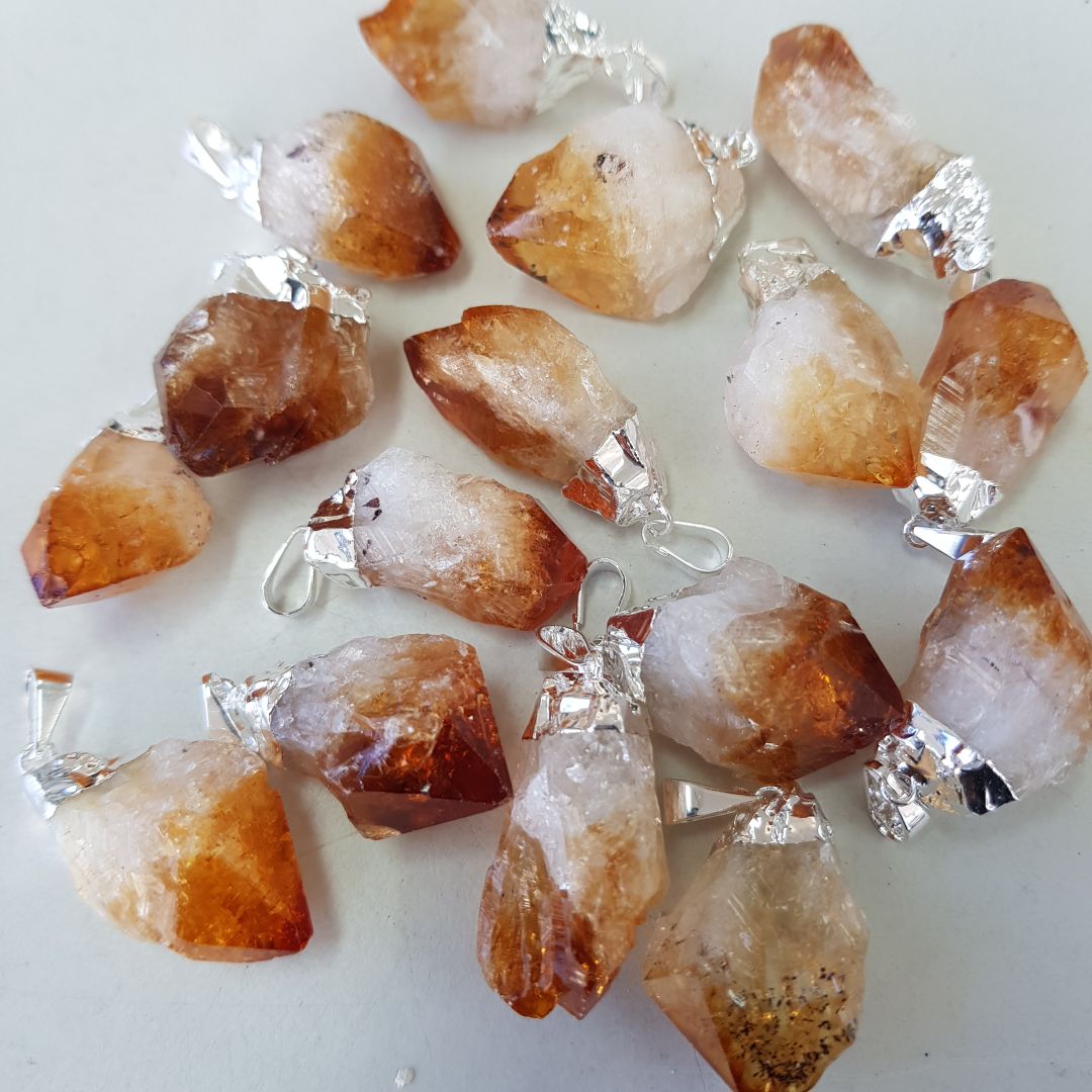 Citrine Rough Point Pendant Capped
