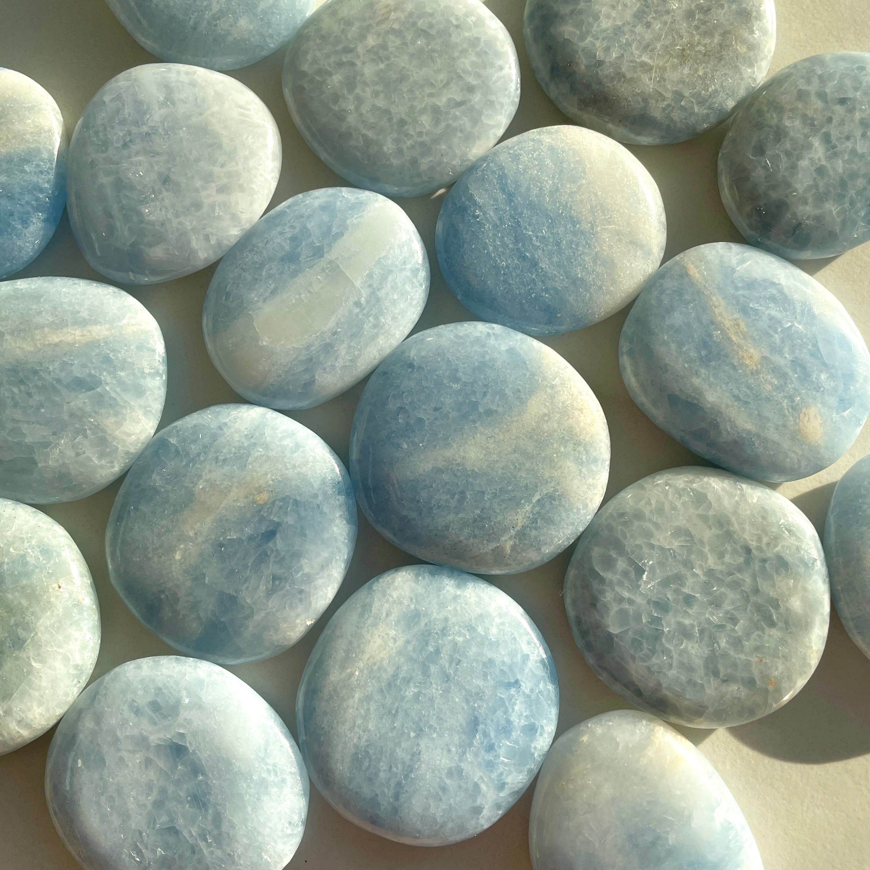 Pocket Palm Stone - Blue Calcite