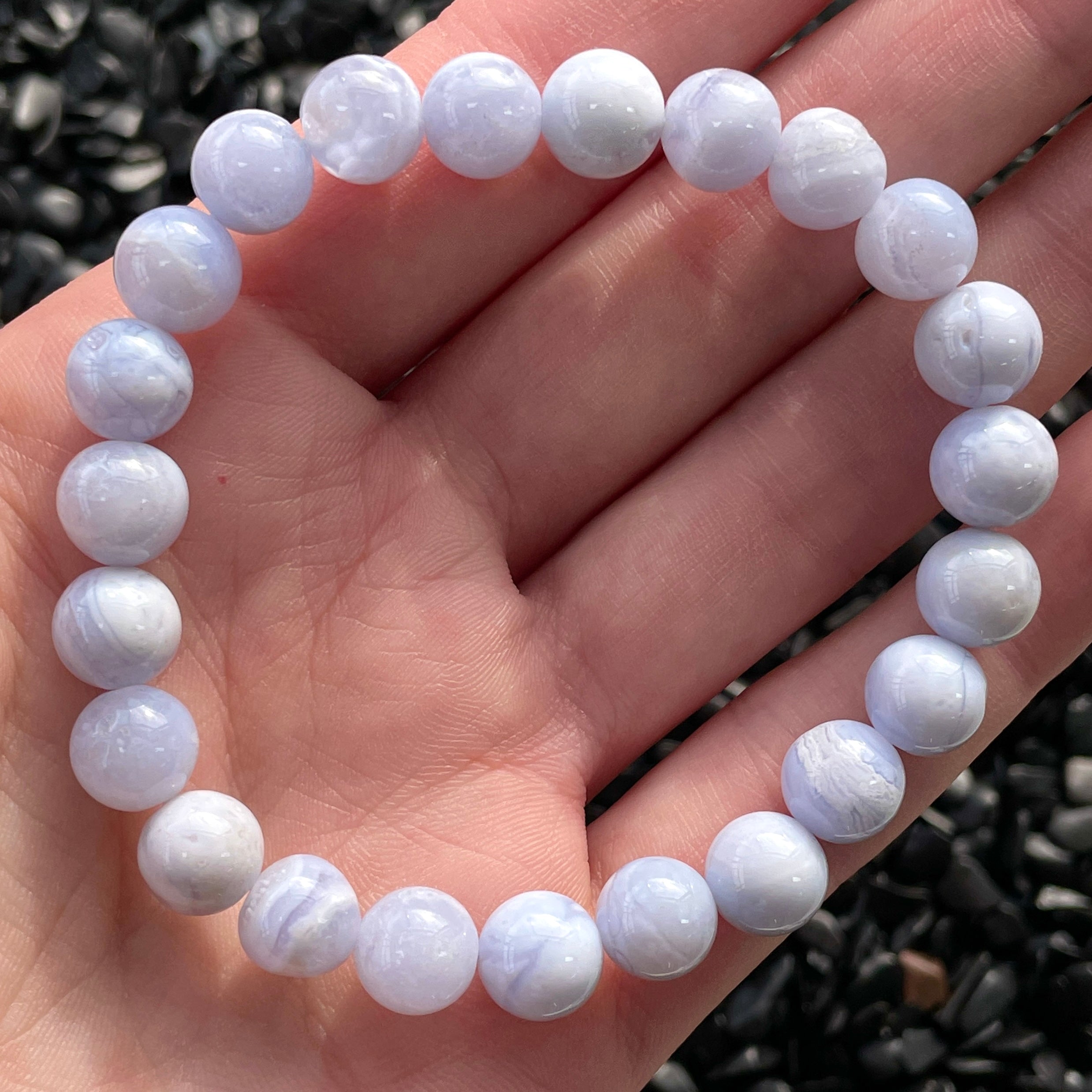 Blue Lace Agate Beads Bracelet 8mm