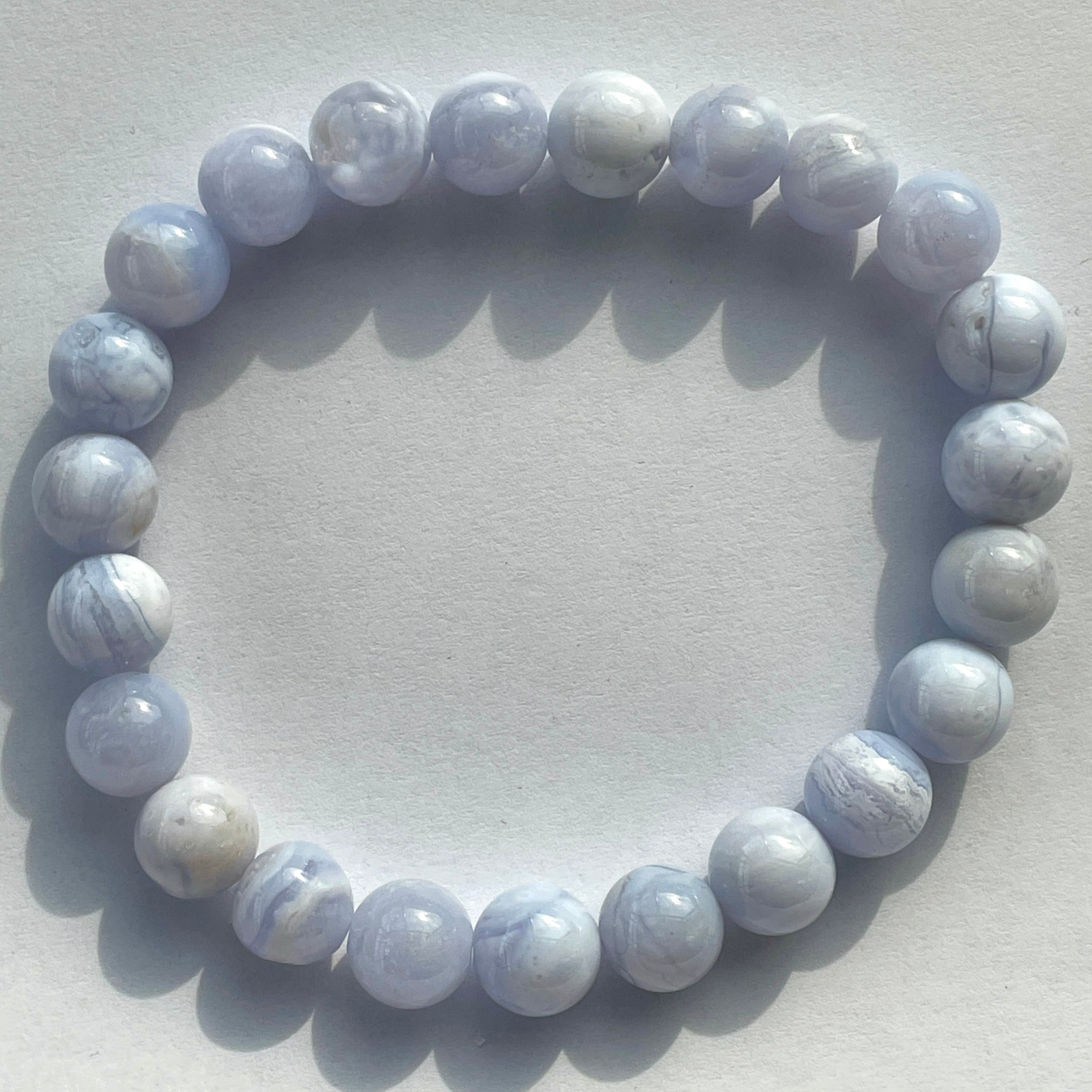 Blue Lace Agate Beads Bracelet 8mm