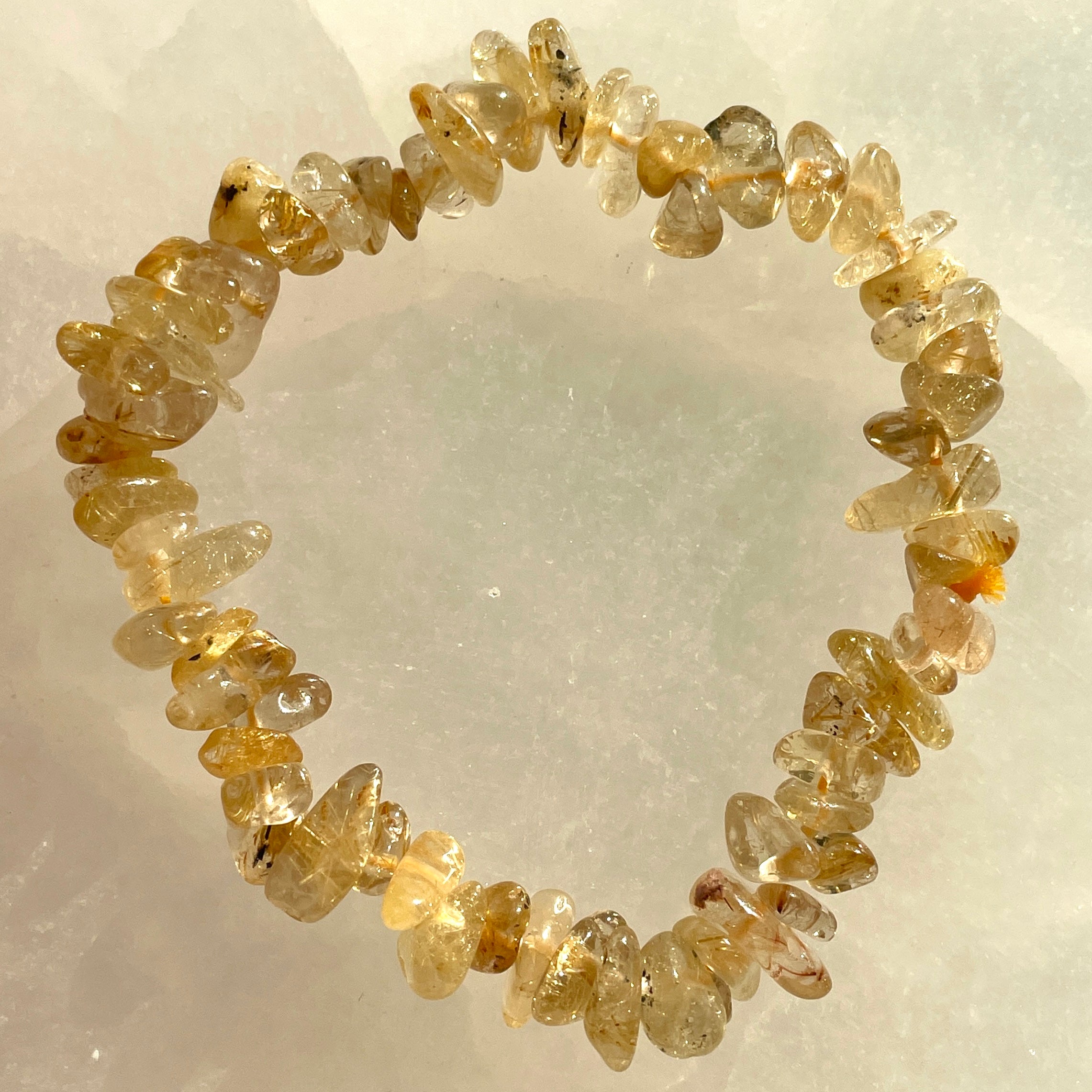 Gold Rutile Quartz (AA) Chip Bracelet