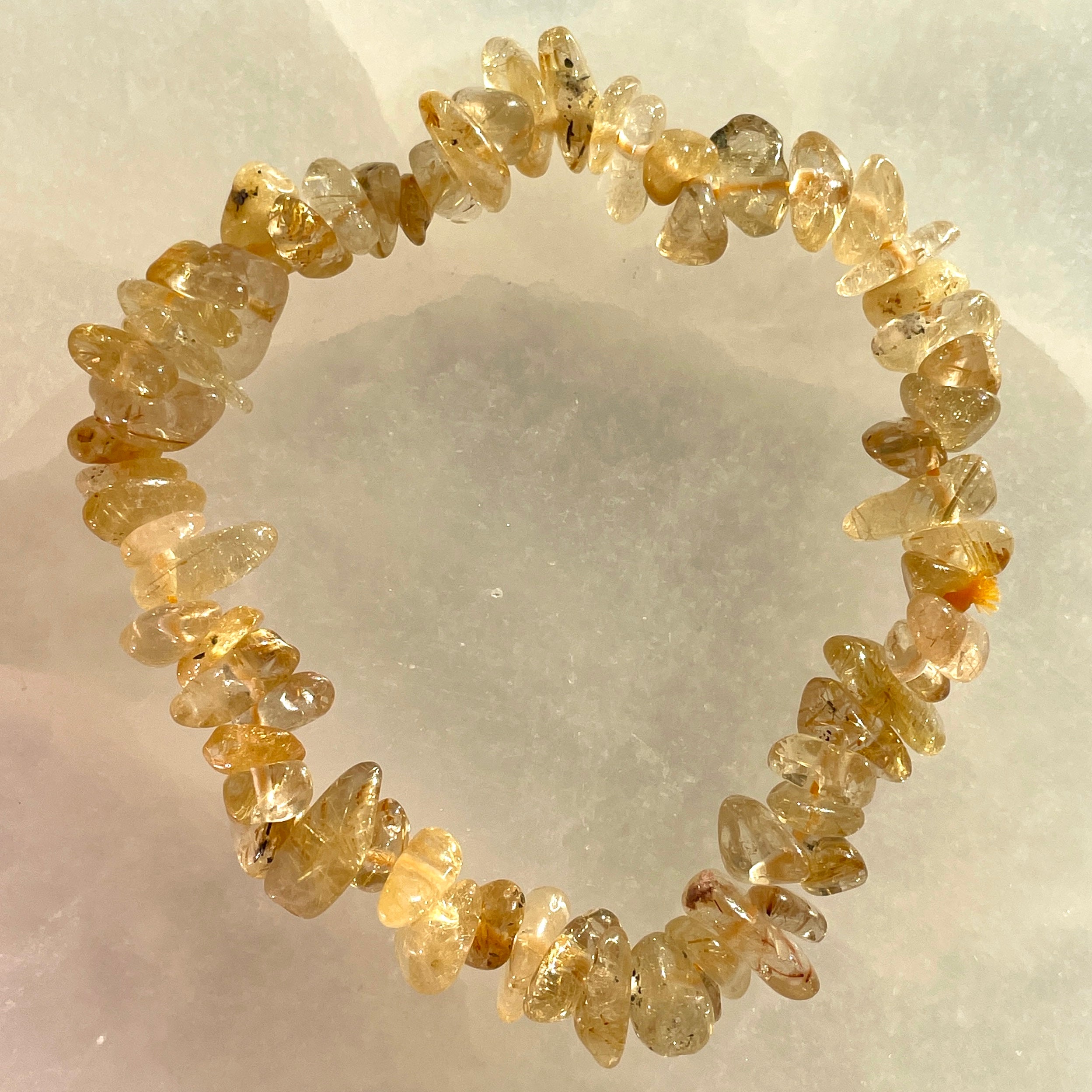Gold Rutile Quartz (AA) Chip Bracelet