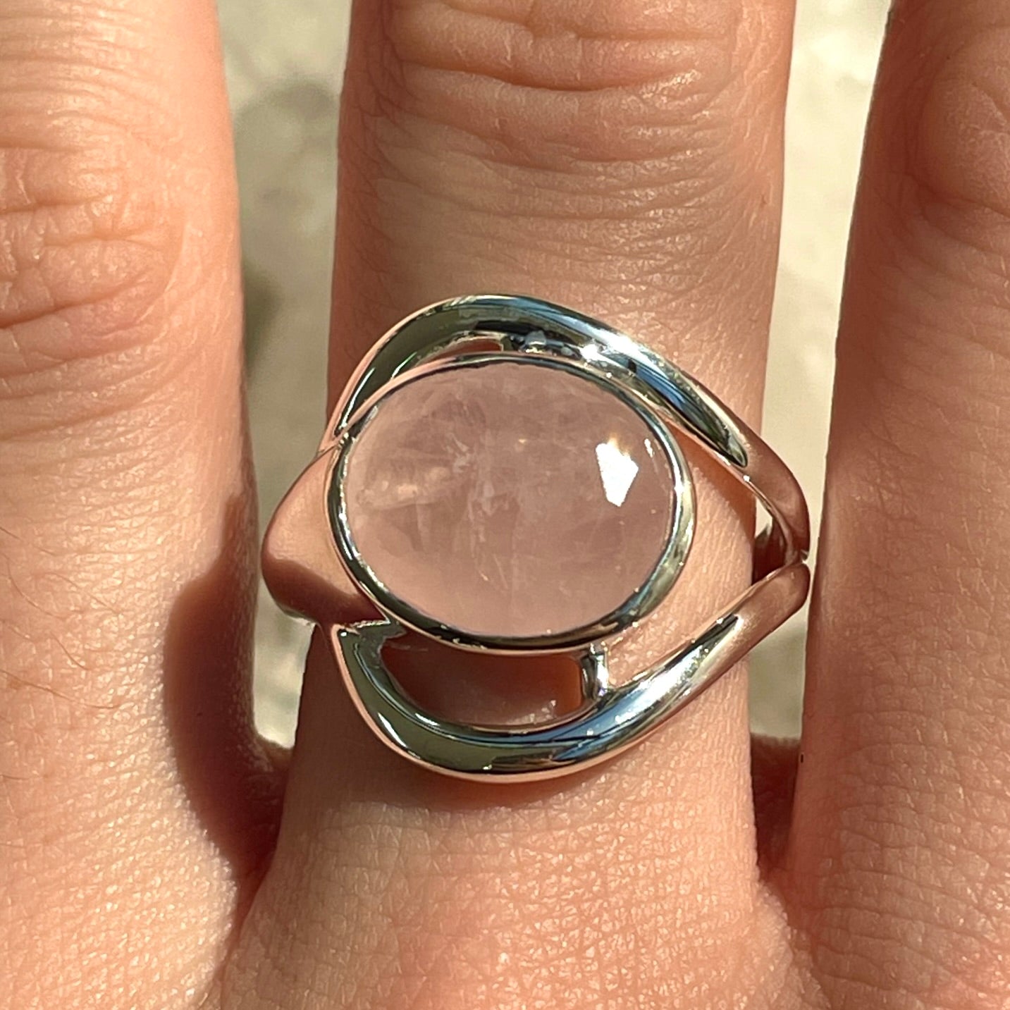 Rose Quartz Sterling Silver Ring - SR1