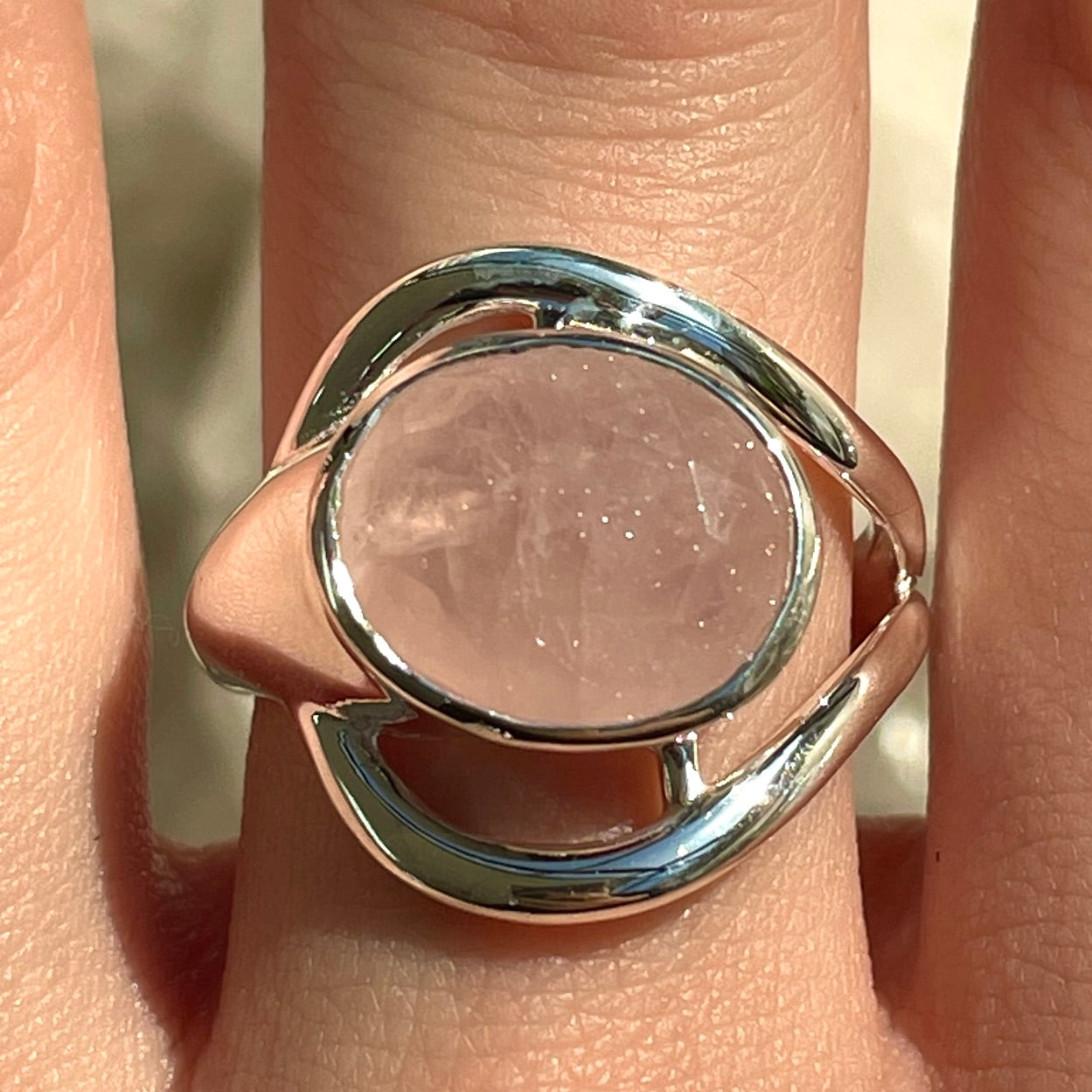 Rose Quartz Sterling Silver Ring - SR1
