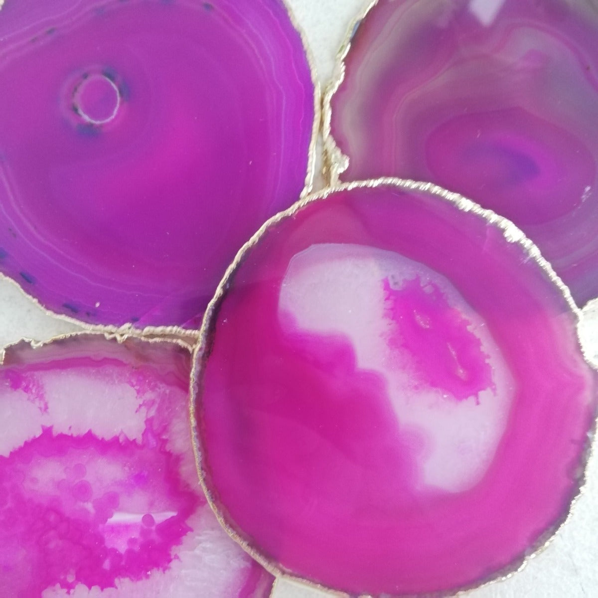 Agate Slice - Pink - Gold Plated