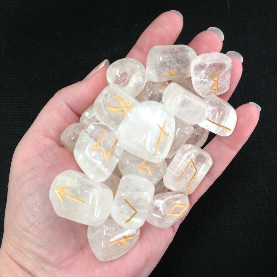 Clear Quartz Runes Set