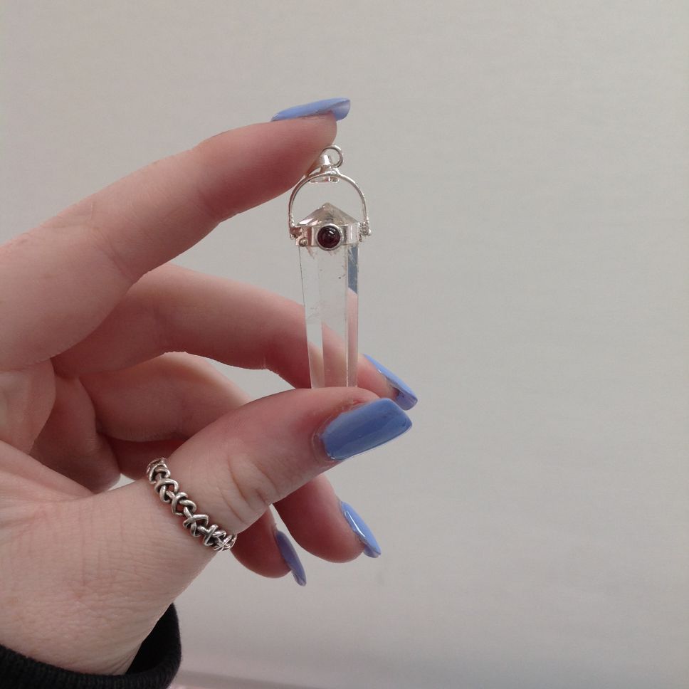Clear Quartz - DT Pendant with Garnet