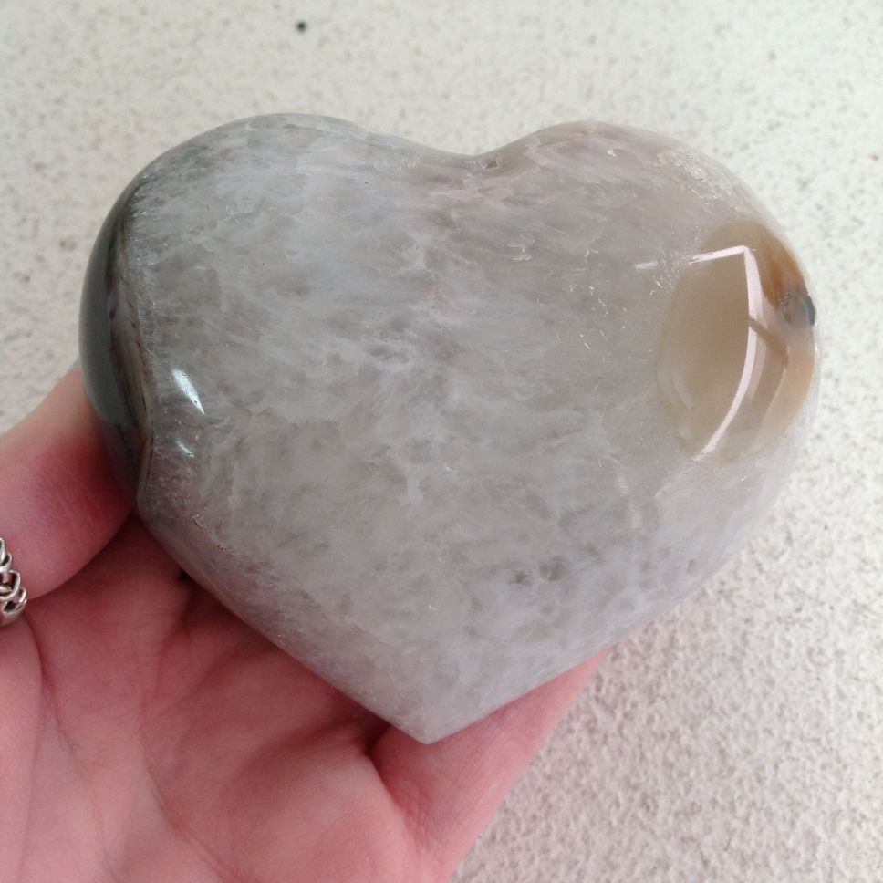 Agate and Quartz Heart - 8cm