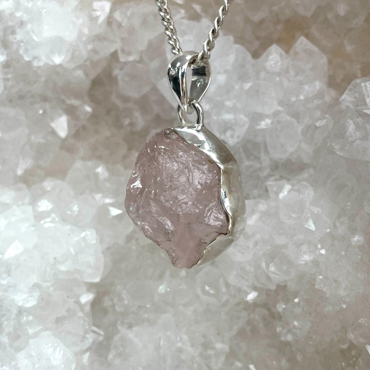 Sterling Silver Pendant - Rose Quartz - SP26