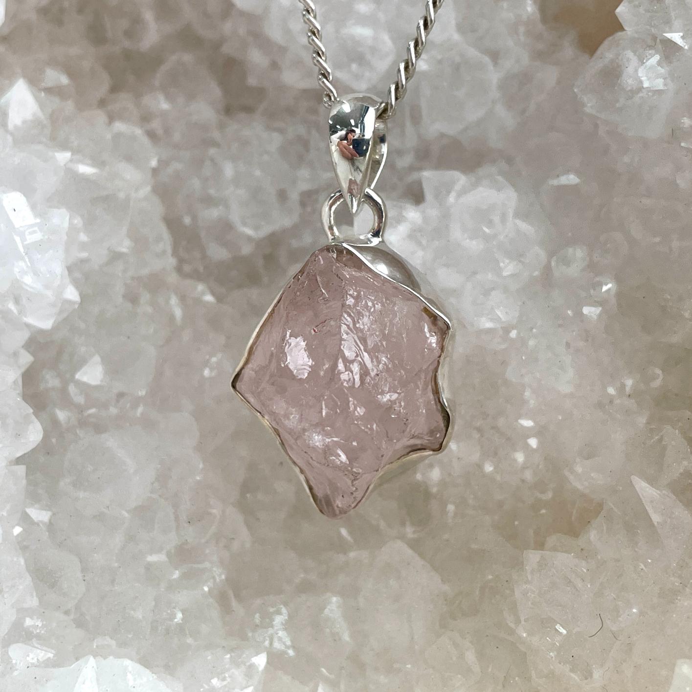 Sterling Silver Pendant - Rose Quartz - SP26