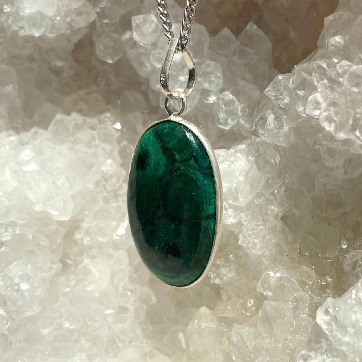Sterling Silver Pendant - Malachite LRG - SP32