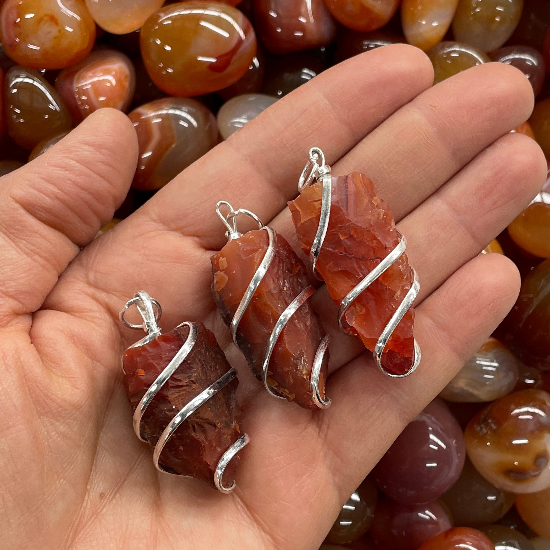 Wire Wrapped Rough Pendant - Carnelian