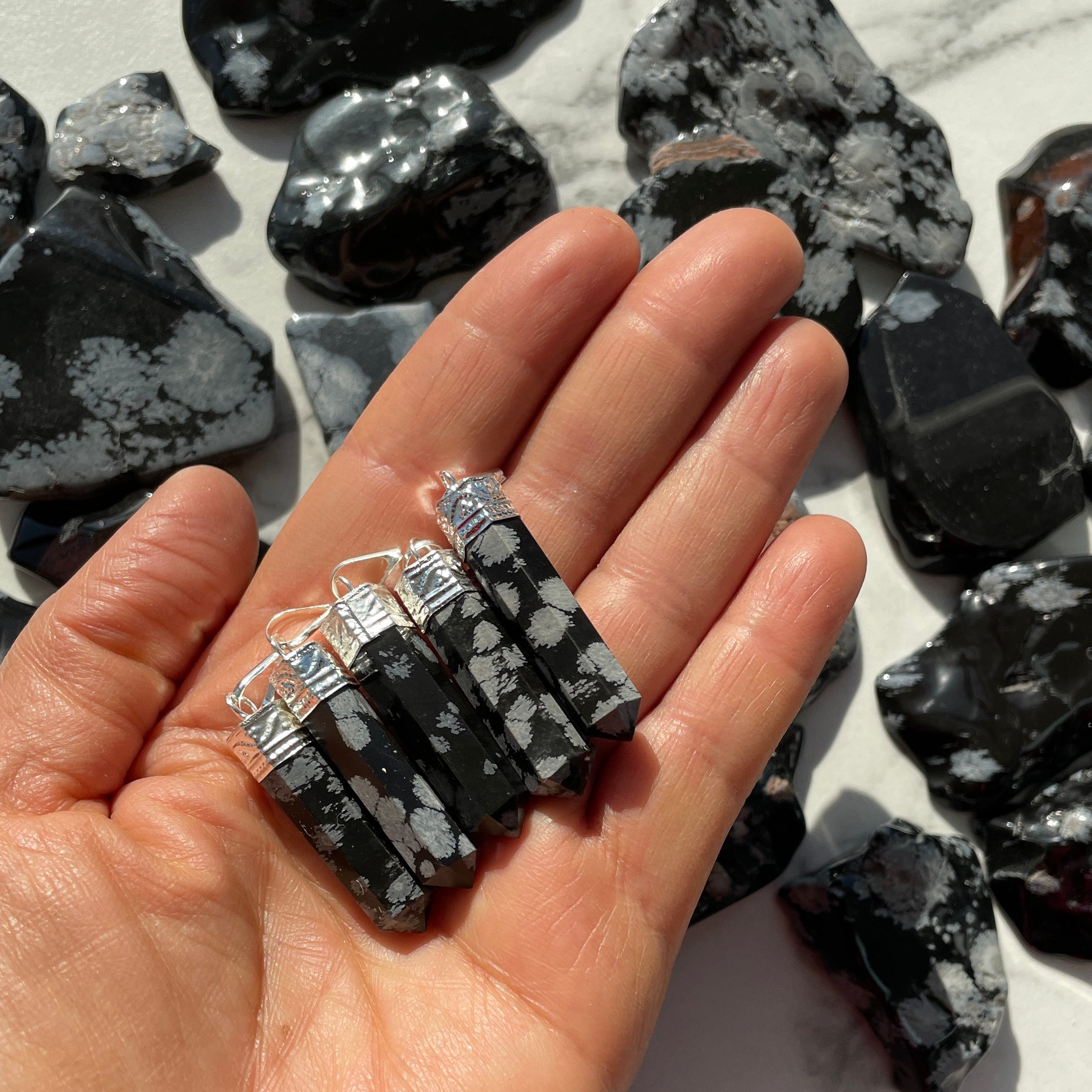Snowflake Obsidian - Cap Point Pendant