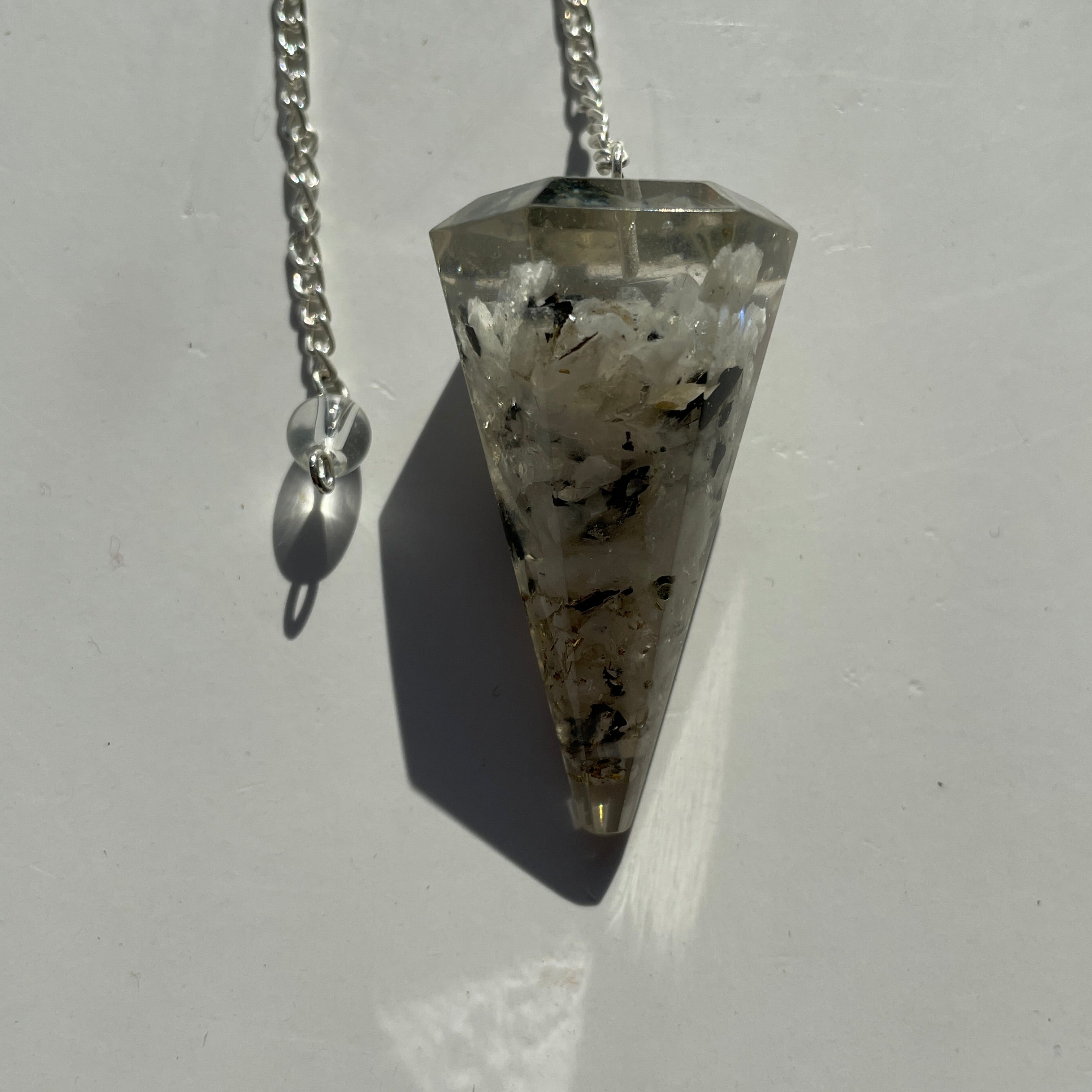 Orgonite Faceted Pendulum - Rainbow Moonstone
