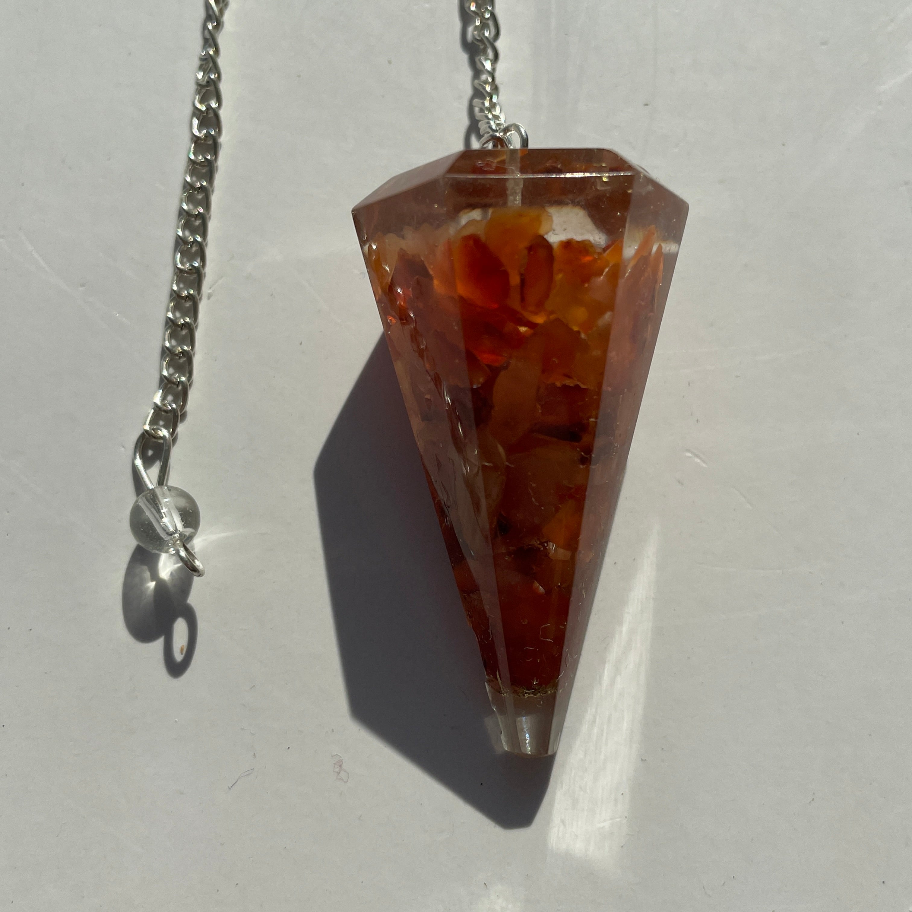 Orgonite Faceted Pendulum - Carnelian