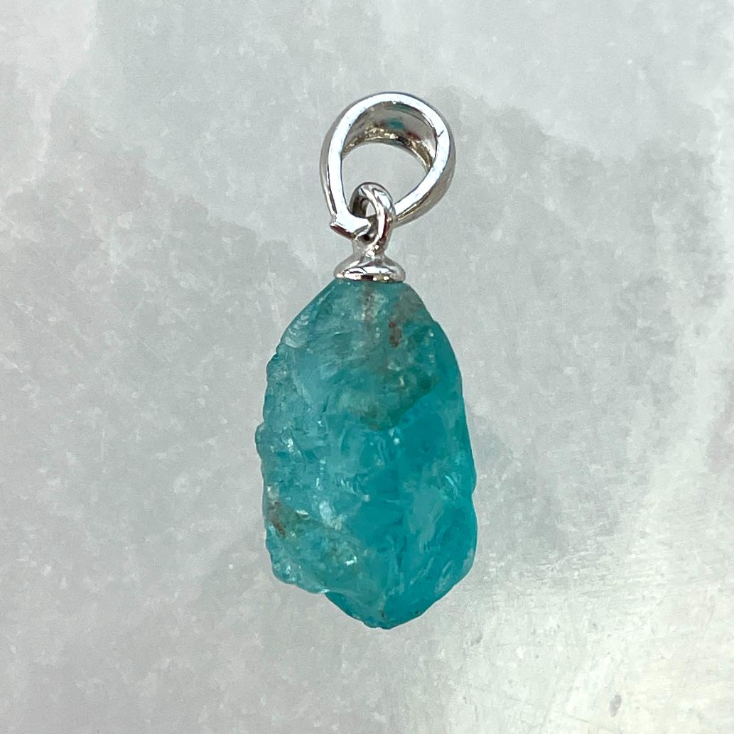 Blue Green Apatite AA Silver Pendant