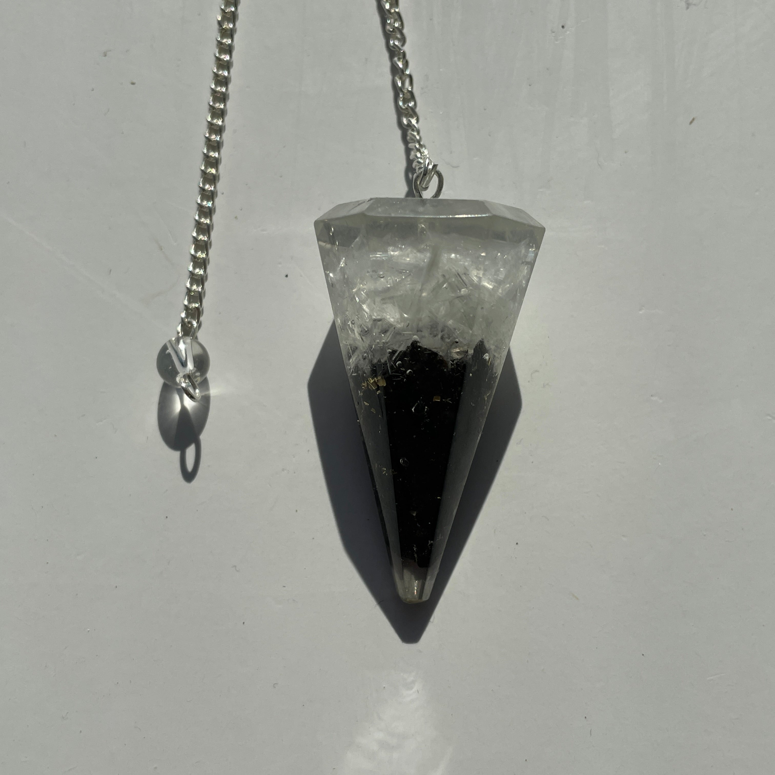 Orgonite Faceted Pendulum - Black Tourmaline and Selenite