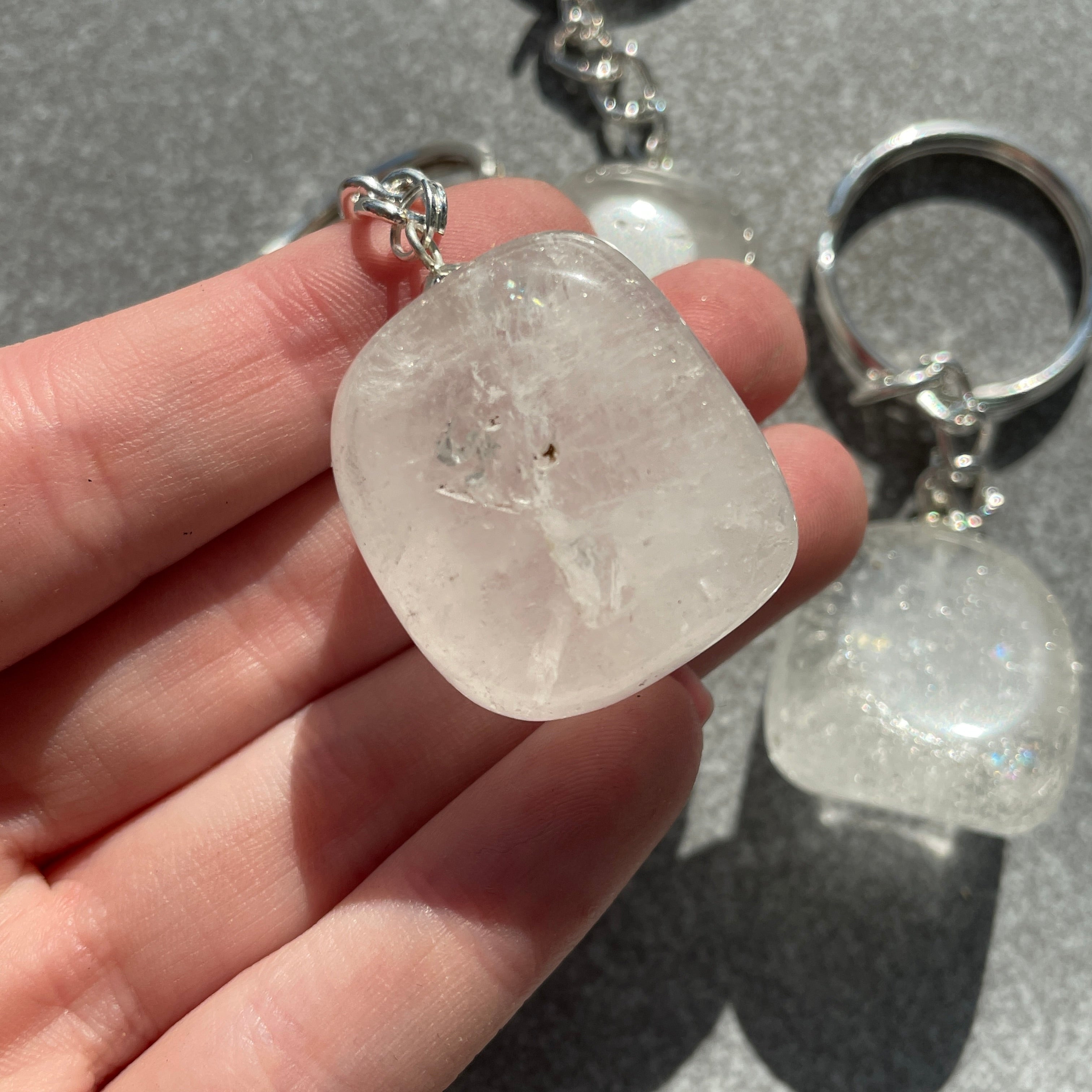 Clear Quartz Tumble Keyring