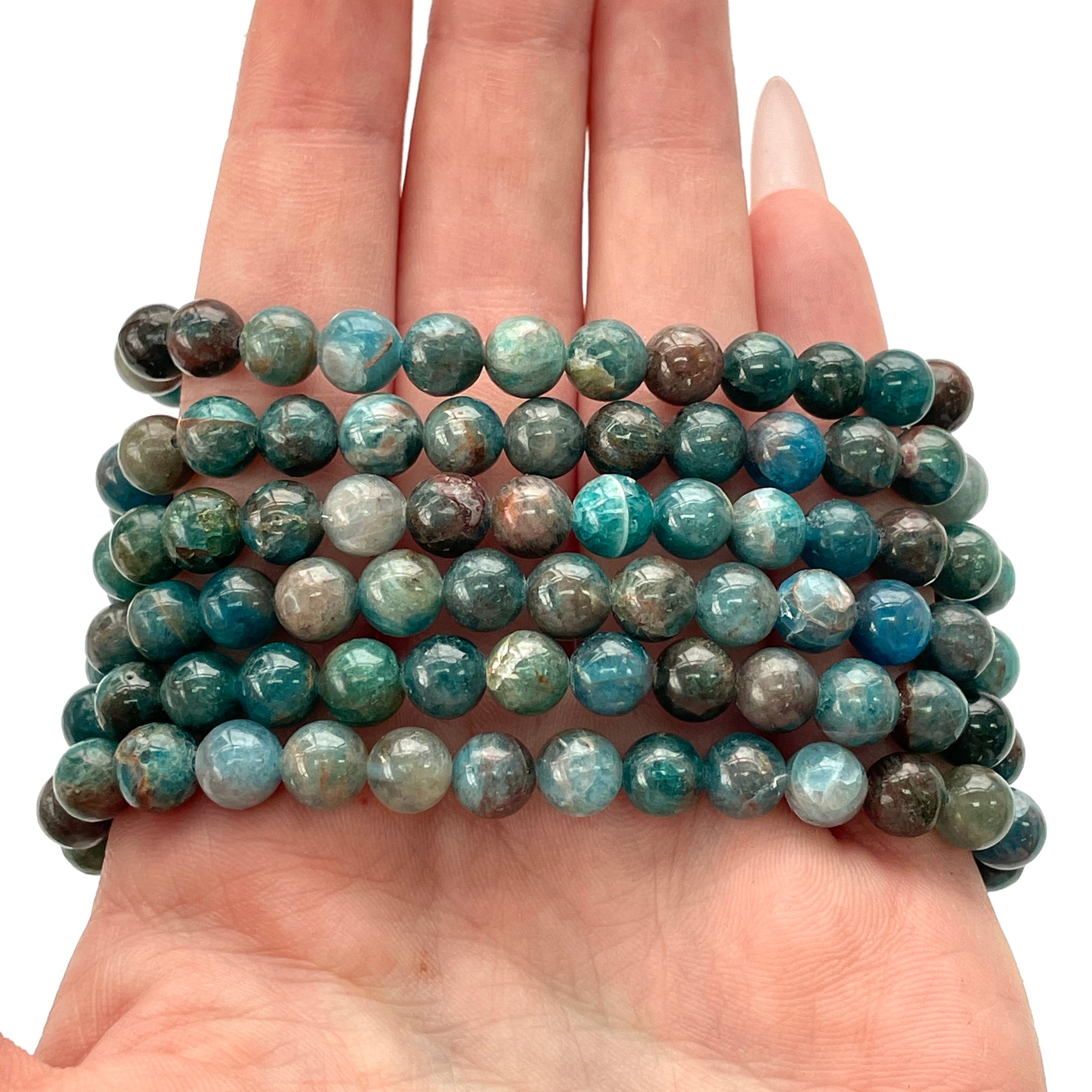 Blue Apatite Beads Bracelet 6mm