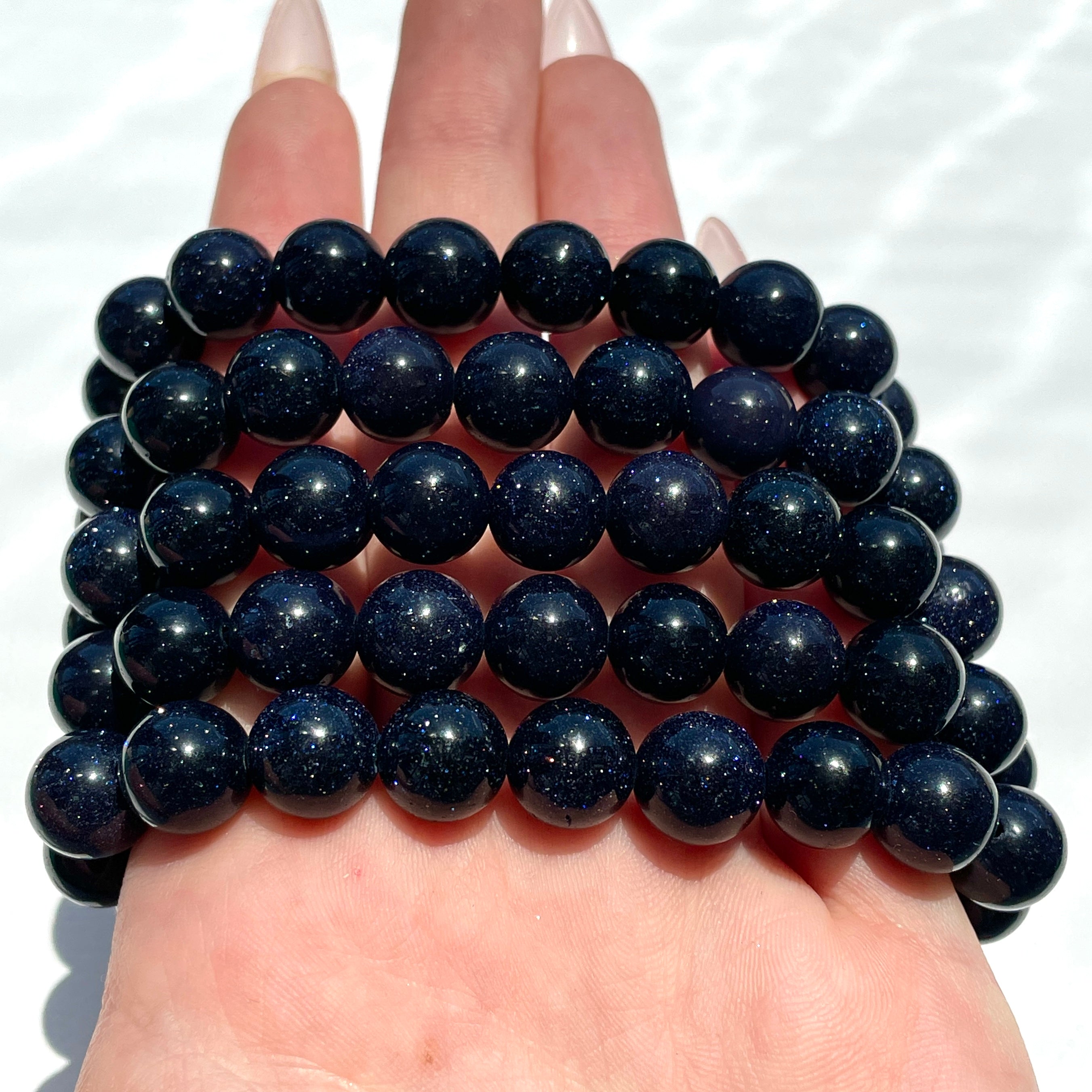 Blue Goldstone Beads Bracelet 10mm