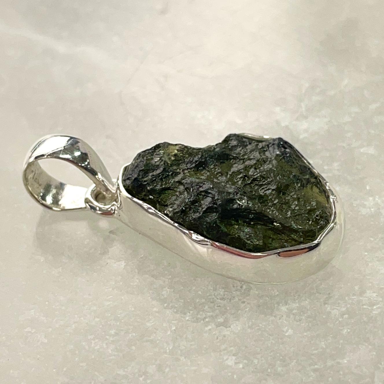 Moldavite - Silver Pendant Large - M36