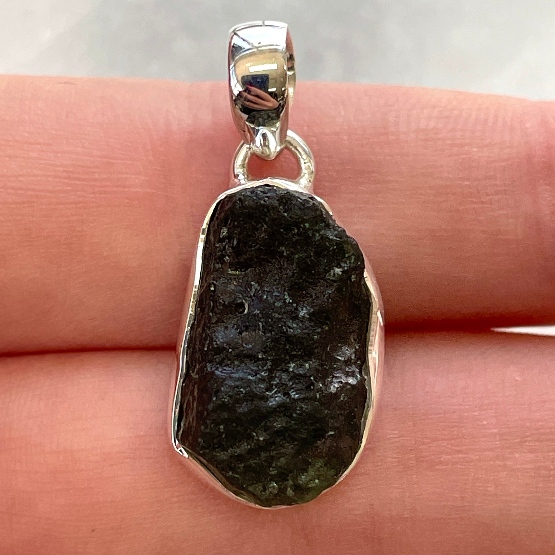 Moldavite - Silver Pendant Large - M42