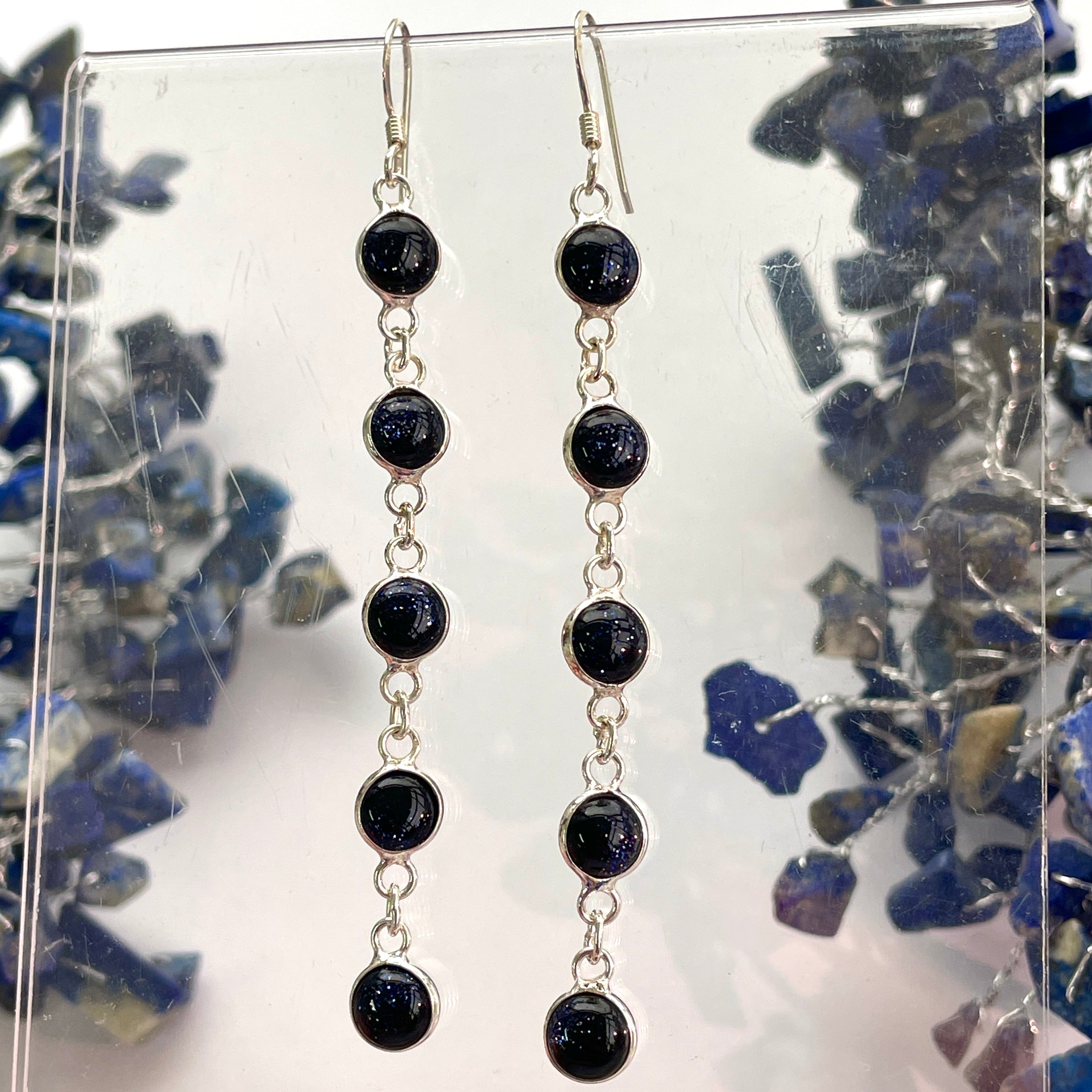 Blue Goldstone Earrings - C