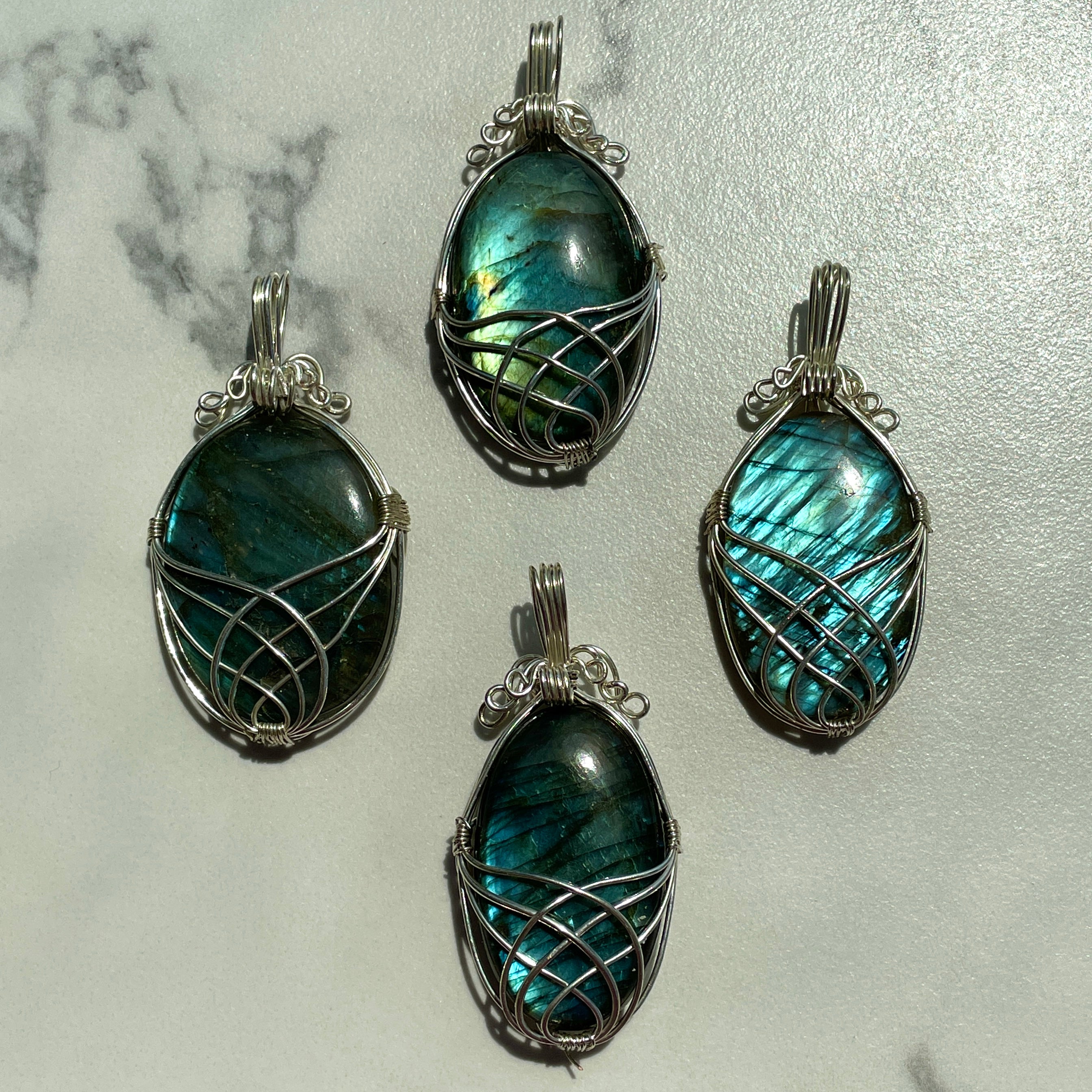 Labradorite Wire Wrapped Cabochon Pendant