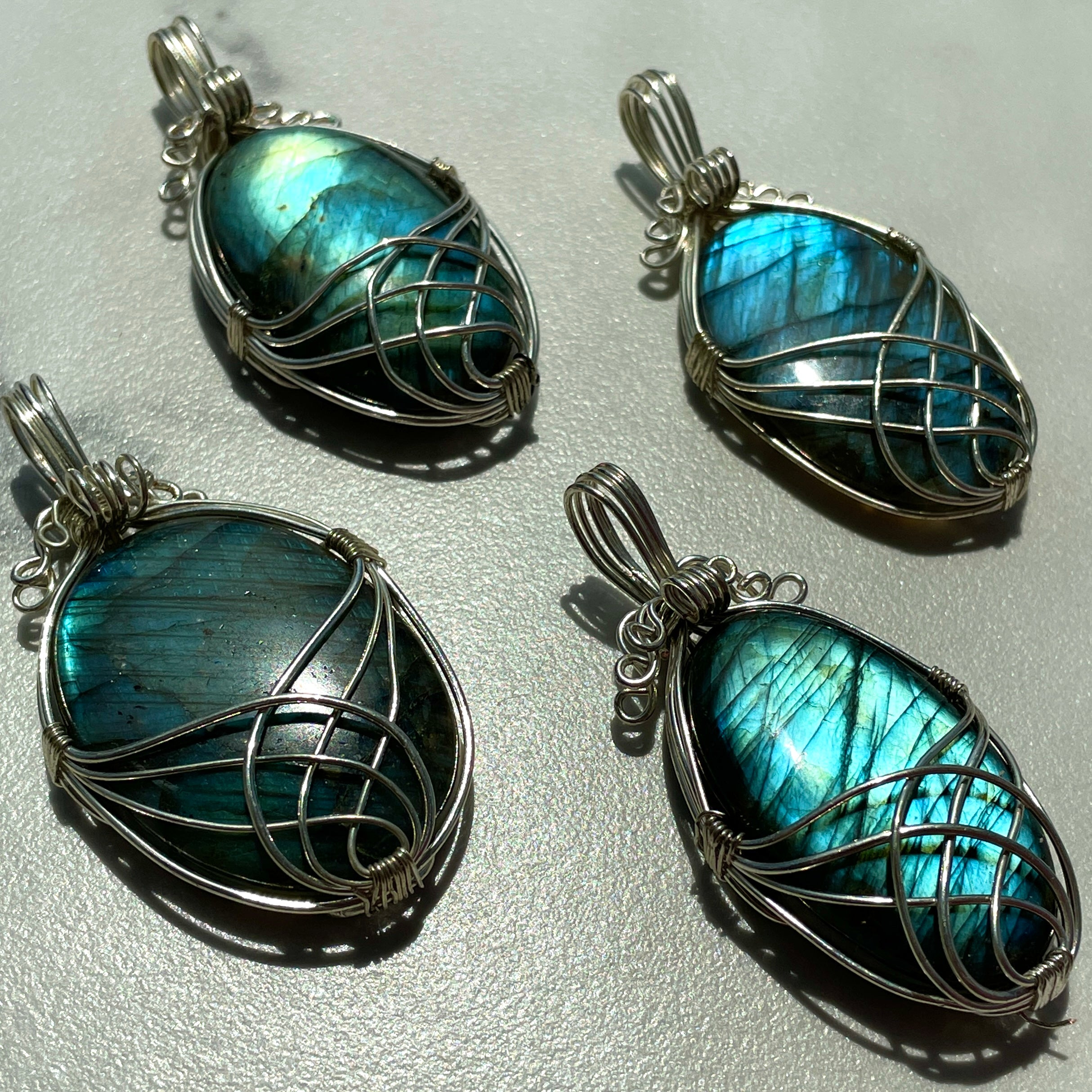 Labradorite Wire Wrapped Cabochon Pendant