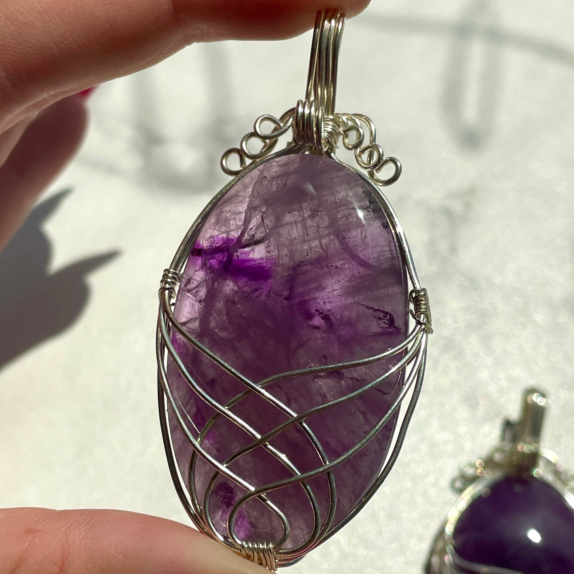 Amethyst Wire Wrapped Cabochon Pendant