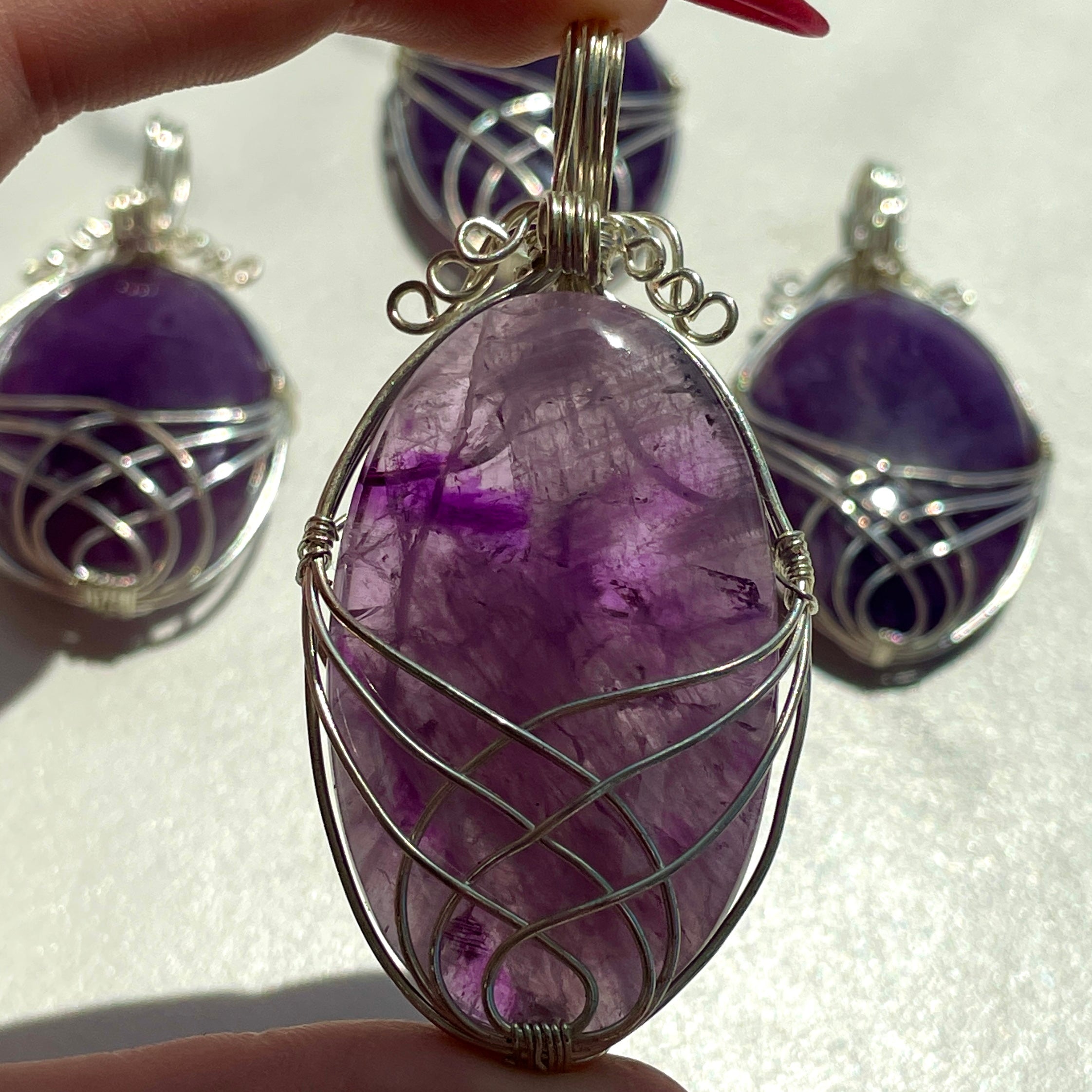 Amethyst Wire Wrapped Cabochon Pendant