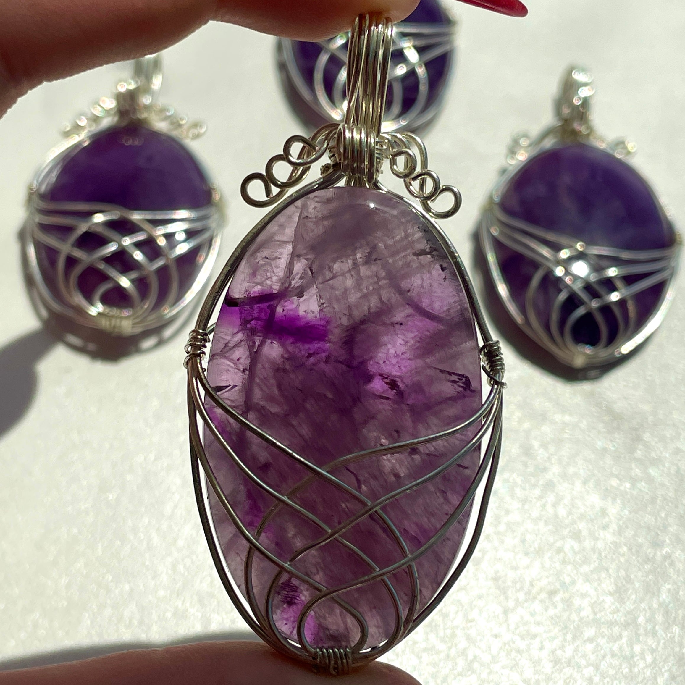Amethyst Wire Wrapped Cabochon Pendant