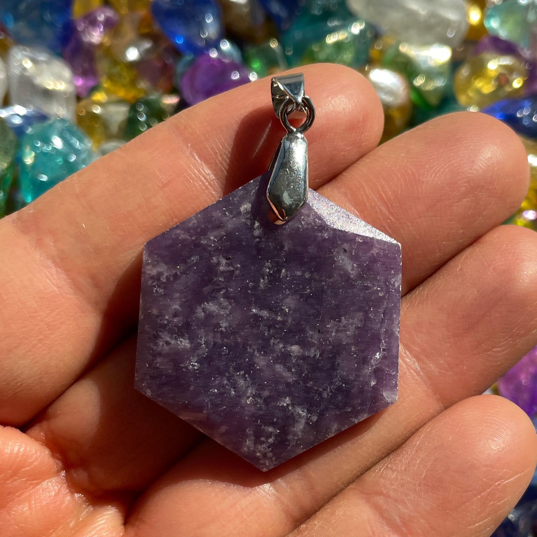 Lepidolite Hexagonal Pendant