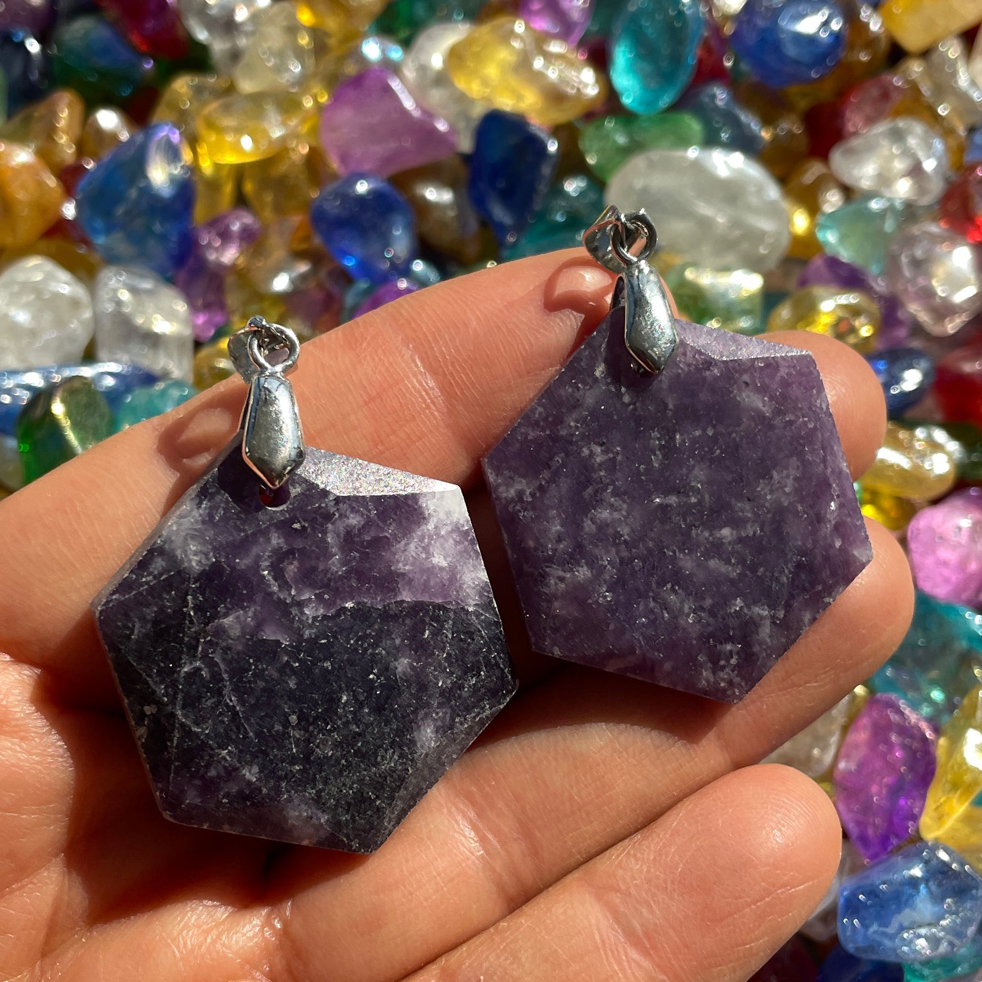 Lepidolite Hexagonal Pendant