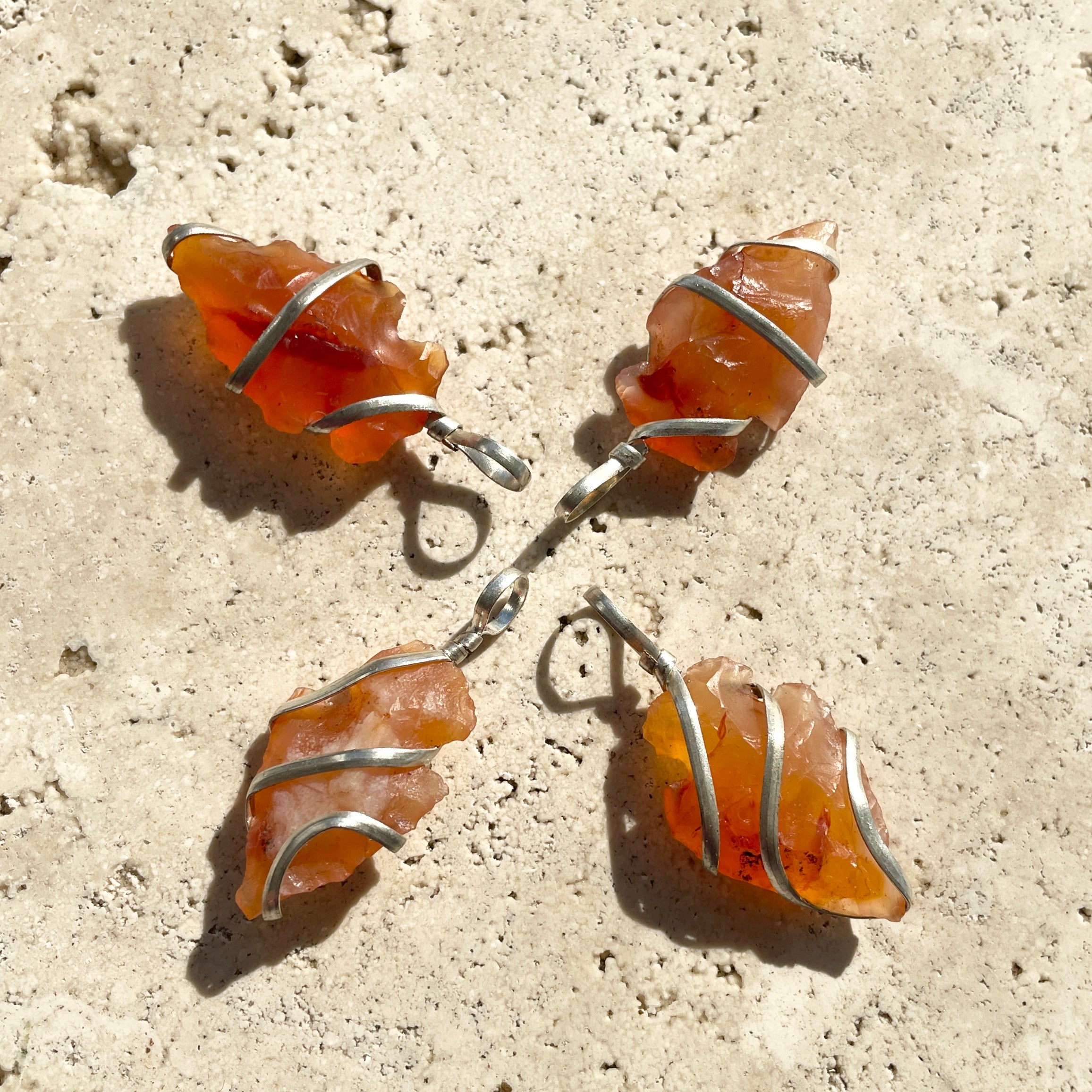 Carnelian - Wire Wrapped Arrowhead Pendant