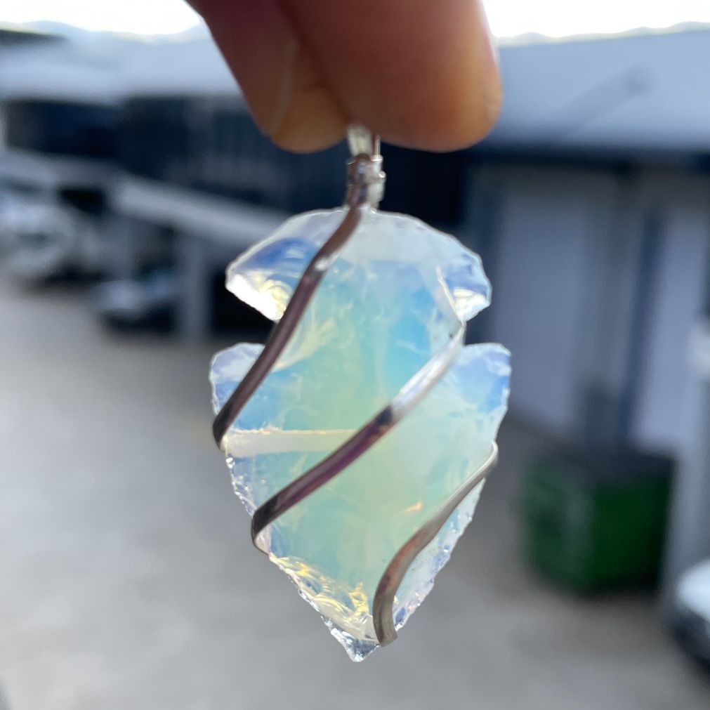 Opalite - Wire Wrapped Arrowhead Pendant