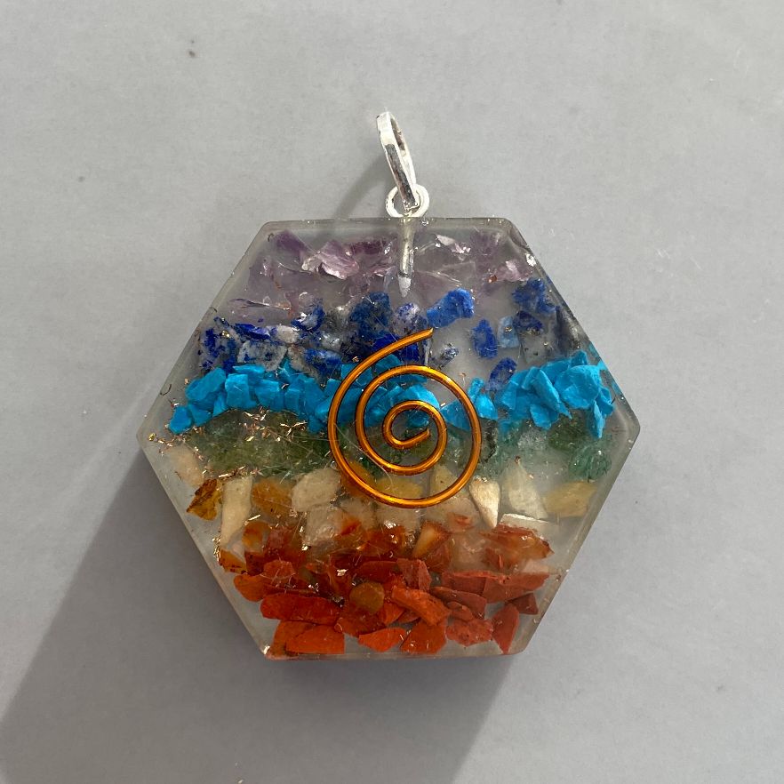 Orgonite Chakra Pendant - Hexagon
