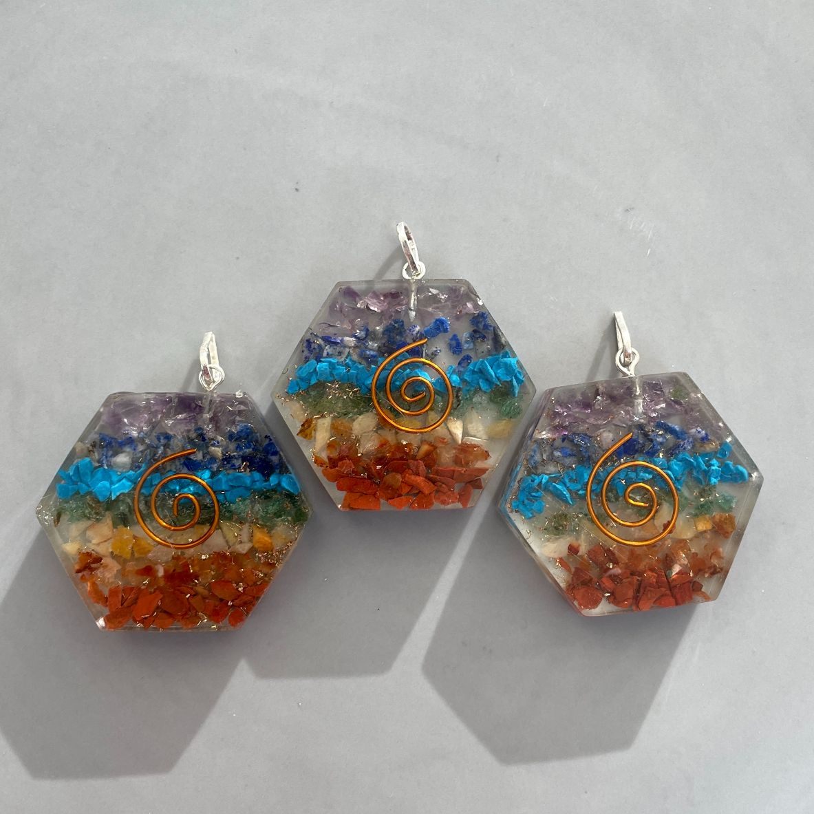 Orgonite Chakra Pendant - Hexagon