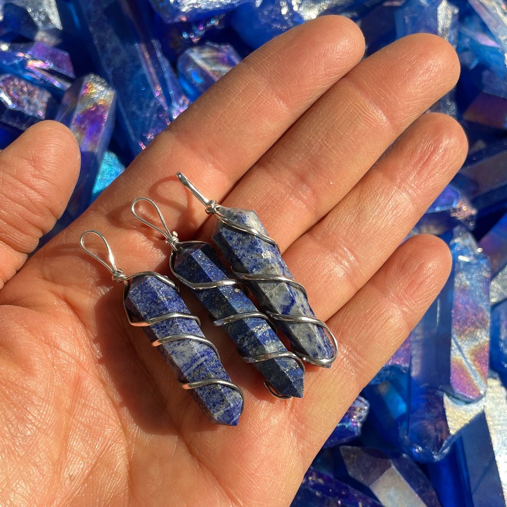 Lapis - Wire Wrapped DT Point Pendant