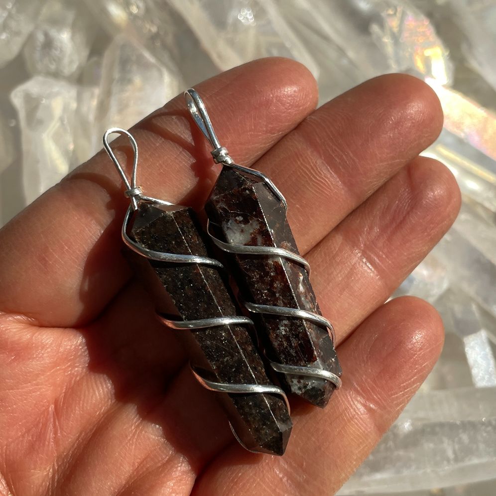 Garnet - Wire Wrapped DT Point Pendant
