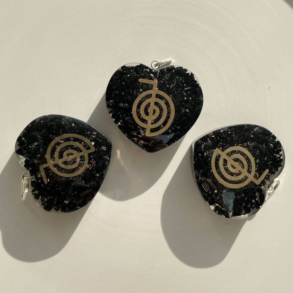 Orgonite Black Tourmaline Pendant - Heart