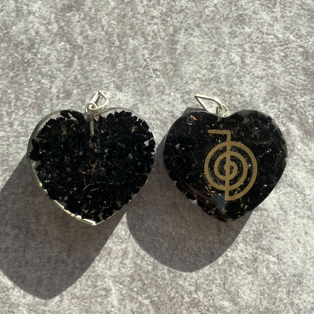 Orgonite Black Tourmaline Pendant - Heart