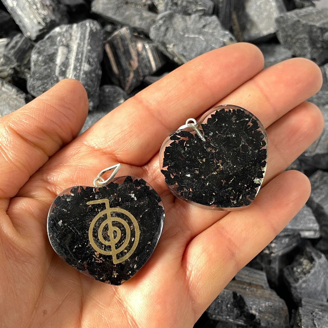 Orgonite Black Tourmaline Pendant - Heart