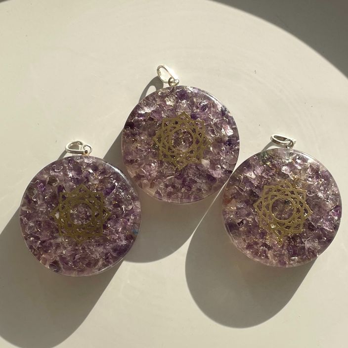 Orgonite Amethyst Pendant - Circle
