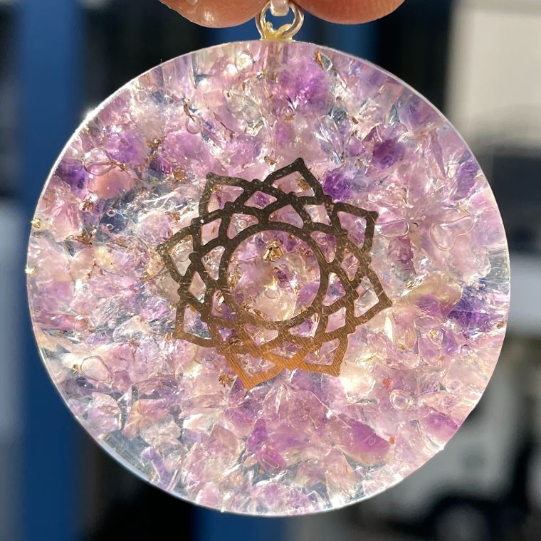 Orgonite Amethyst Pendant - Circle