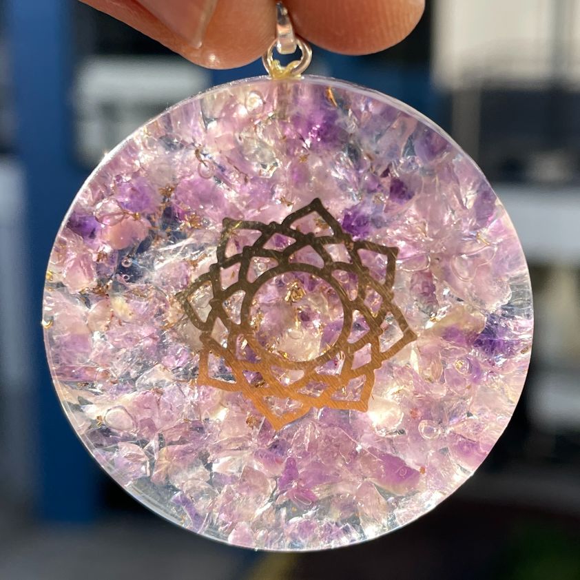 Orgonite Amethyst Pendant - Circle