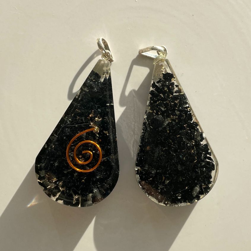 Orgonite Black Tourmaline Pendant - Tear Drop