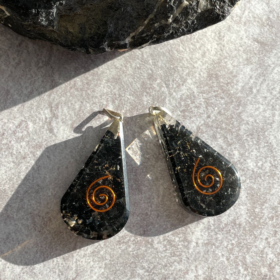 Orgonite Black Tourmaline Pendant - Tear Drop
