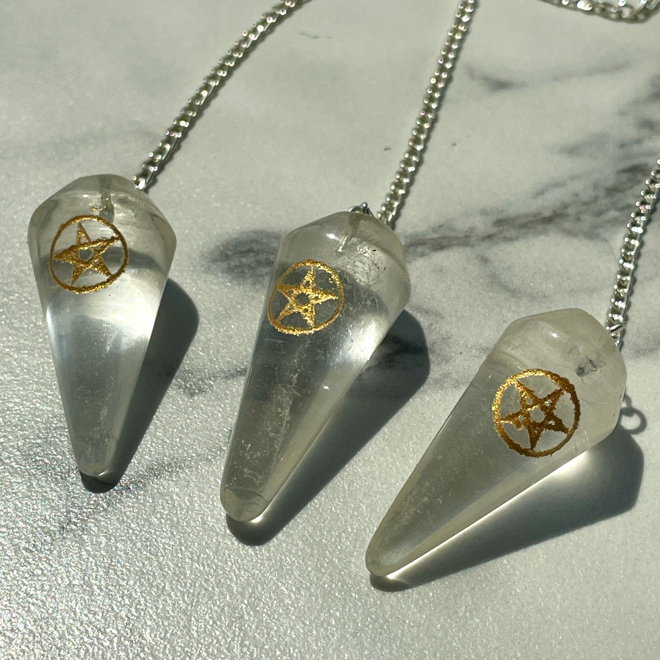 Clear Quartz Pendulum - Pentagram