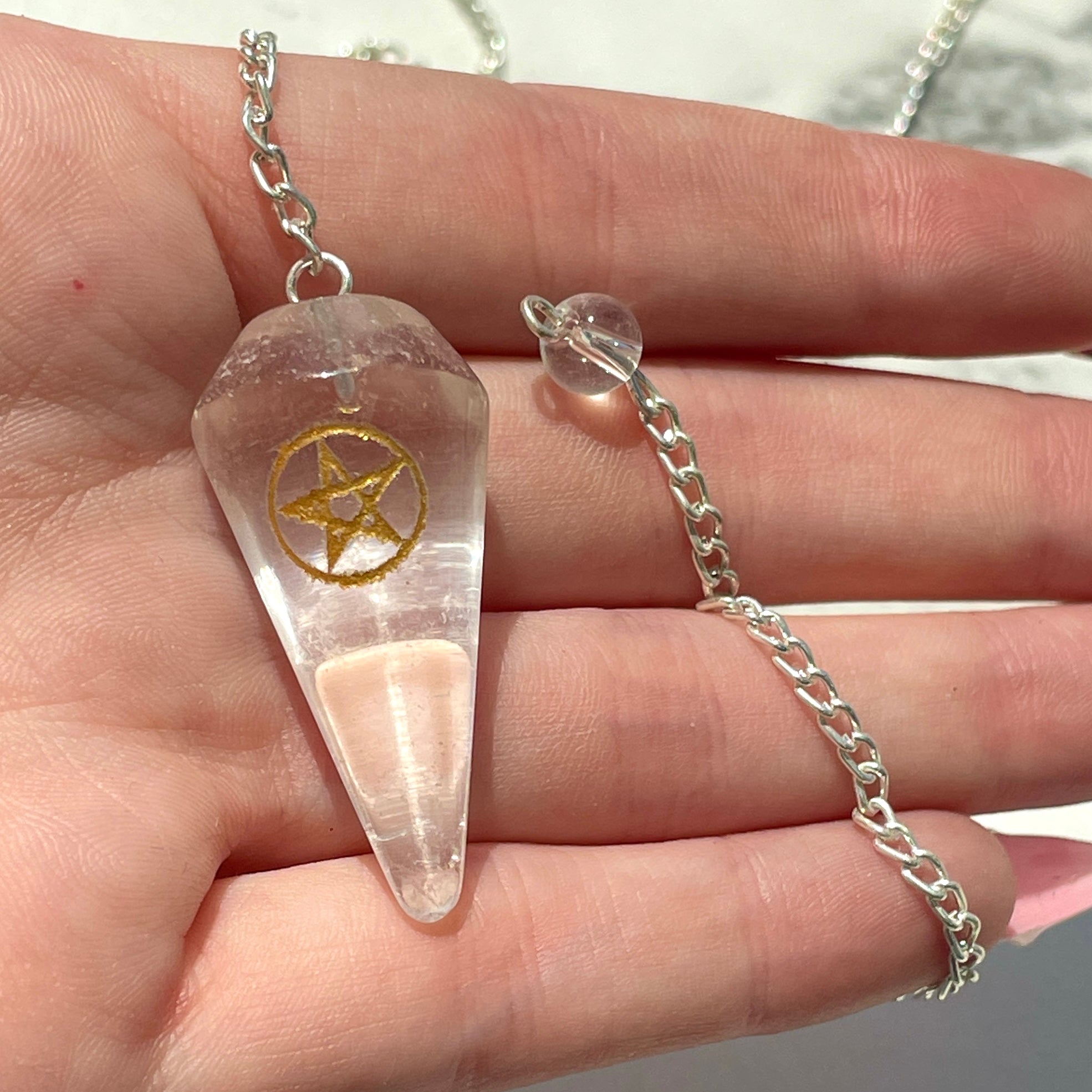 Clear Quartz Pendulum - Pentagram
